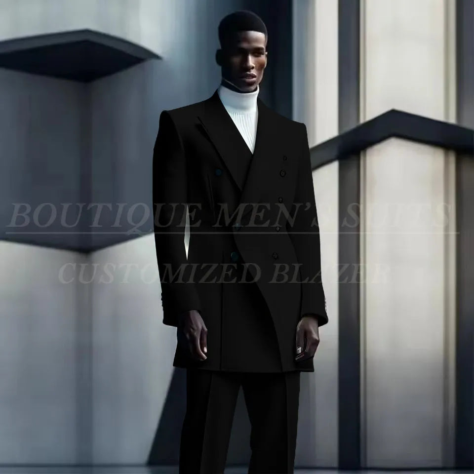Costumes de conception de mode pour hommes, manteau long à double boutonnage, pantalon, smokings de mariage pour marié, blazer de fête, Rh, costume masculin, zones me, 2 pièces