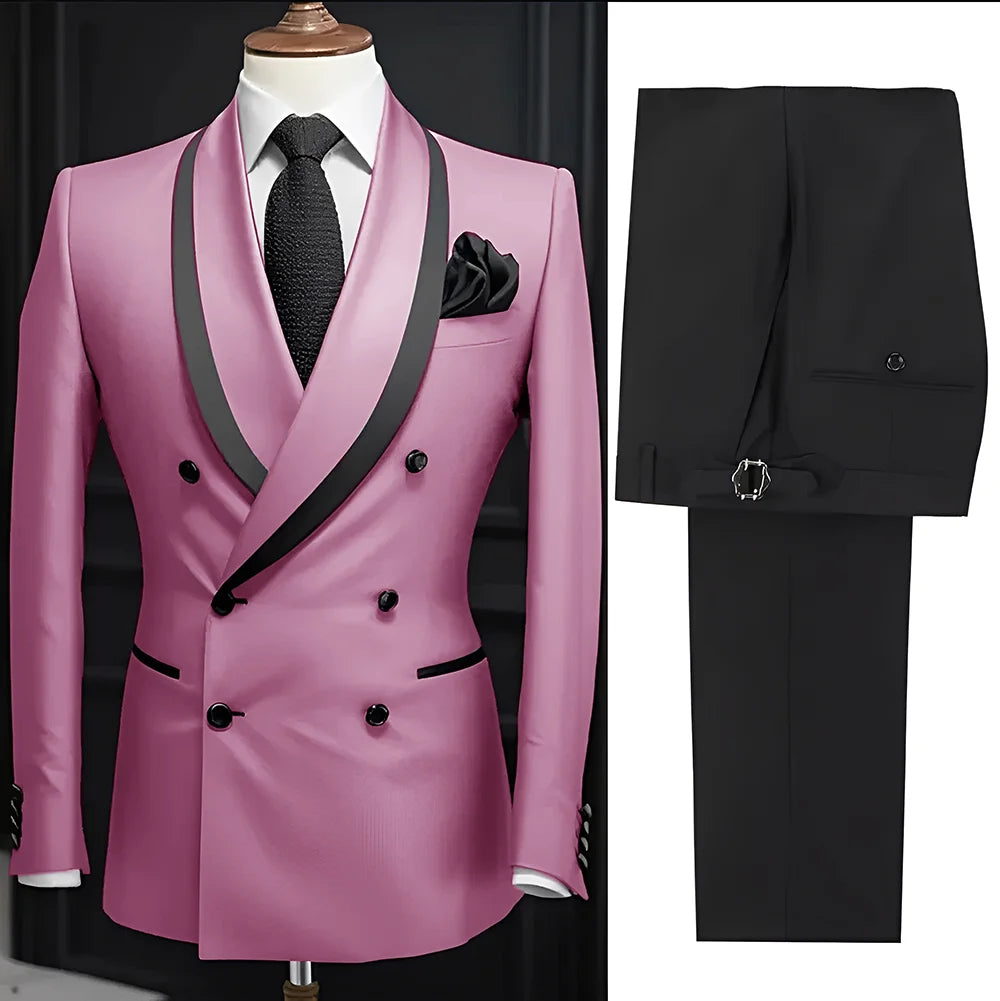 Men Suit Slim Fit Shawl Lapel Formal Wedding Groom Party Casual Outfits 2 Piece Formal Men's Blazer Pants Tuxedo