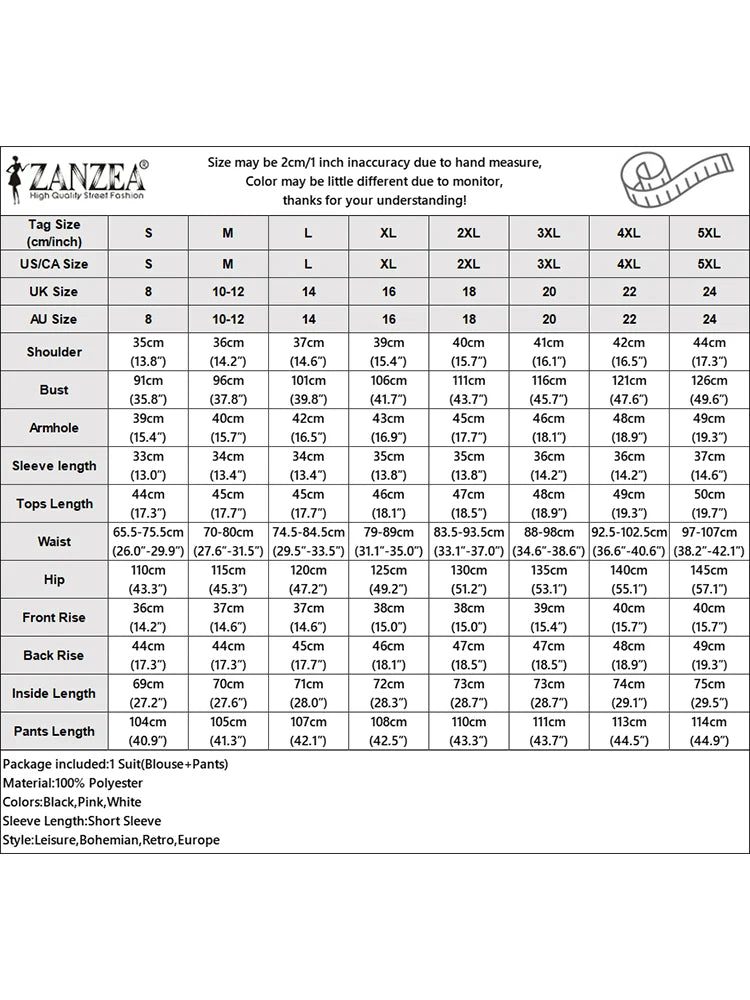 ZANZEA – ensemble pantalon 2 pièces pour femmes, haut court élégant et chic et pantalon à jambes larges, tenue deux pièces, costumes à pantalon, vêtements pour femmes, 3XL