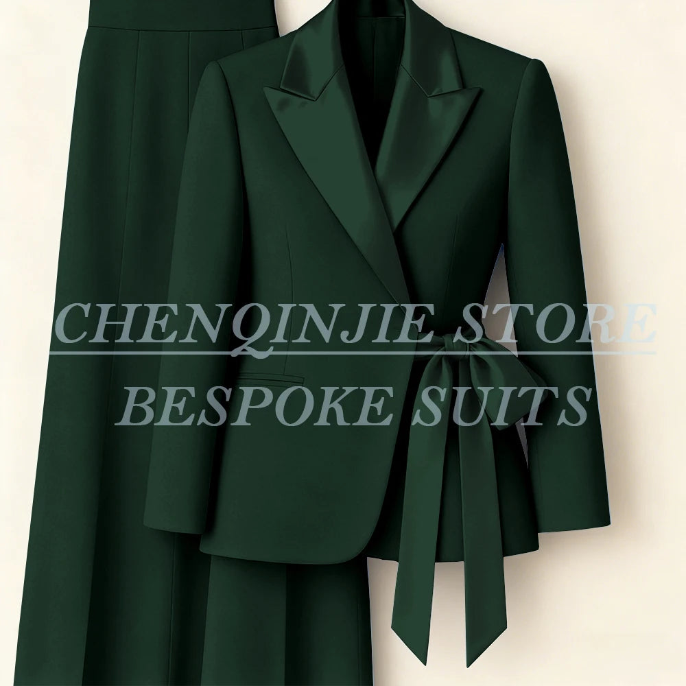 Costumes pour femmes personnalisés Blazer mode pic revers maigre bureau dame tenues formelle femme 2 pièces veste pantalon ensembles complets