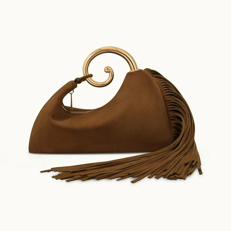 Sac à main créatif en forme de prêle pour femmes, tendance, Design français élégant à pampilles, anneau en métal, sac nuage, pochette de bal, sacs de Banquet