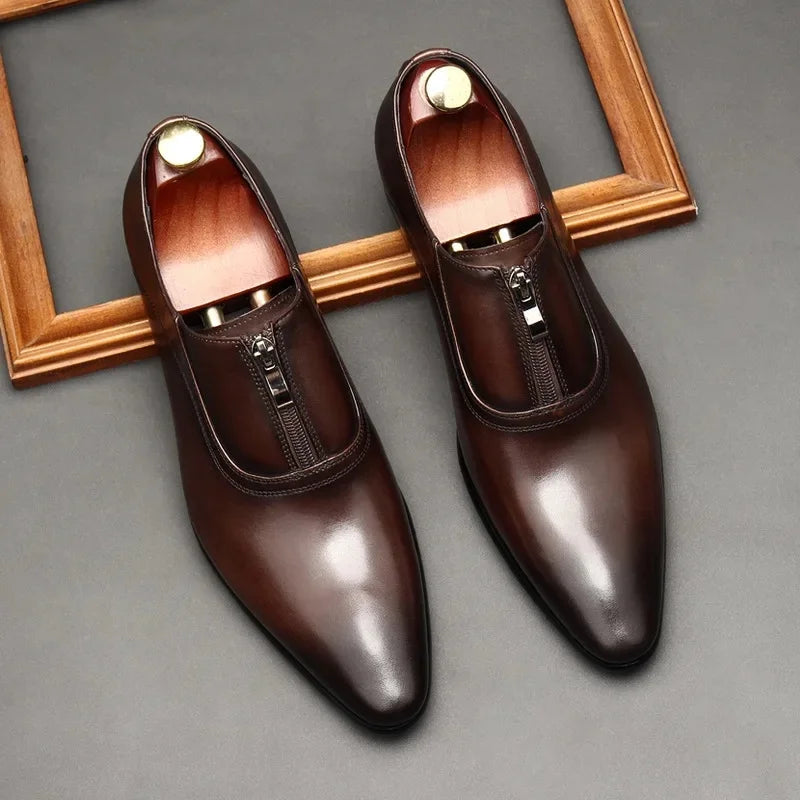Chaussures habillées pour hommes de style britannique en cuir de vachette souple, pour mariage, petite taille 35, bout pointu, semelle en caoutchouc, fabriquées en Chine