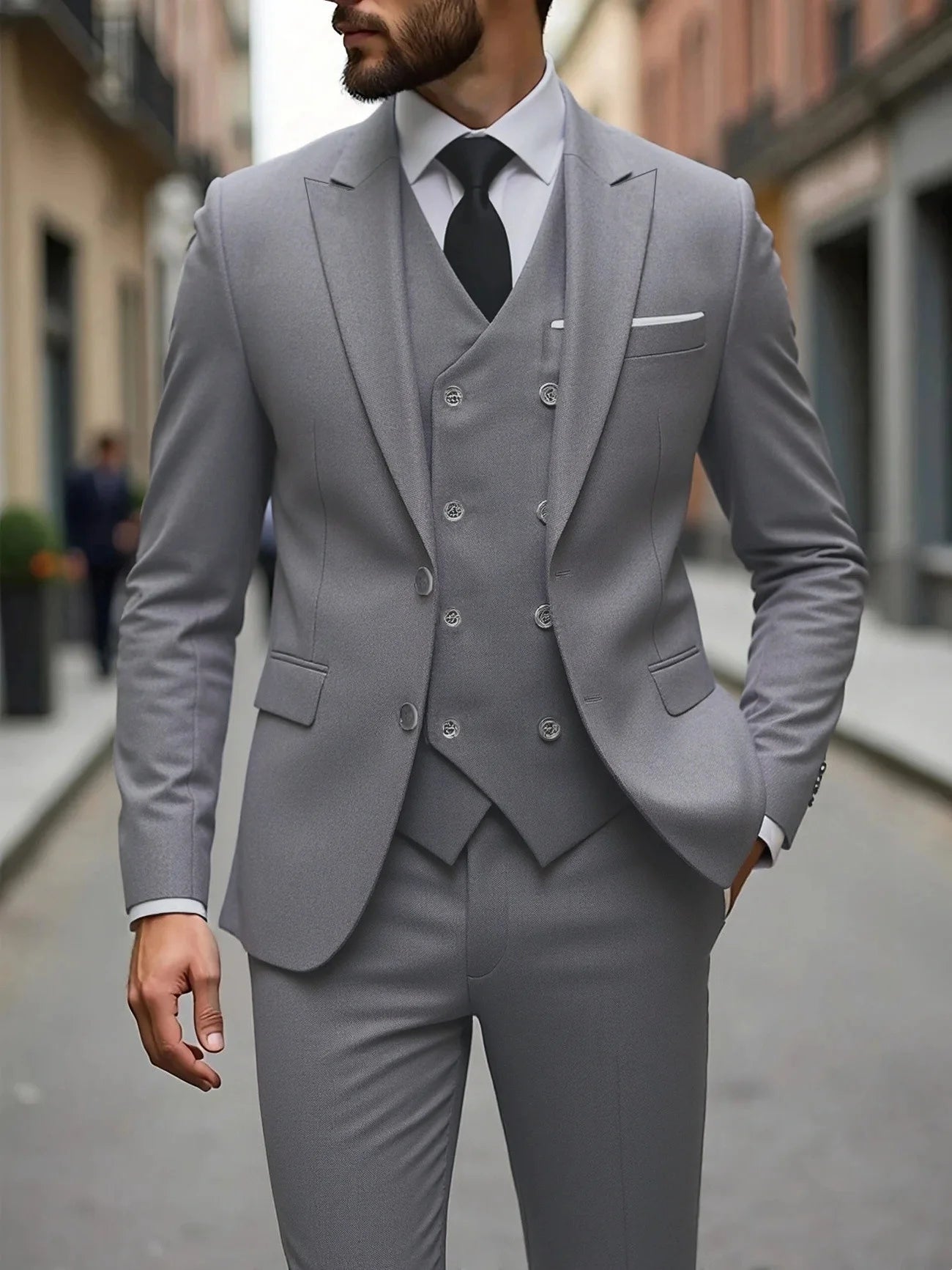 Tuxedos de mariage classique coupe ajustée marié pour hommes 3 pièces costume de garçons d'honneur hommes d'affaires formels costumes (veste + gilet + pantalon)