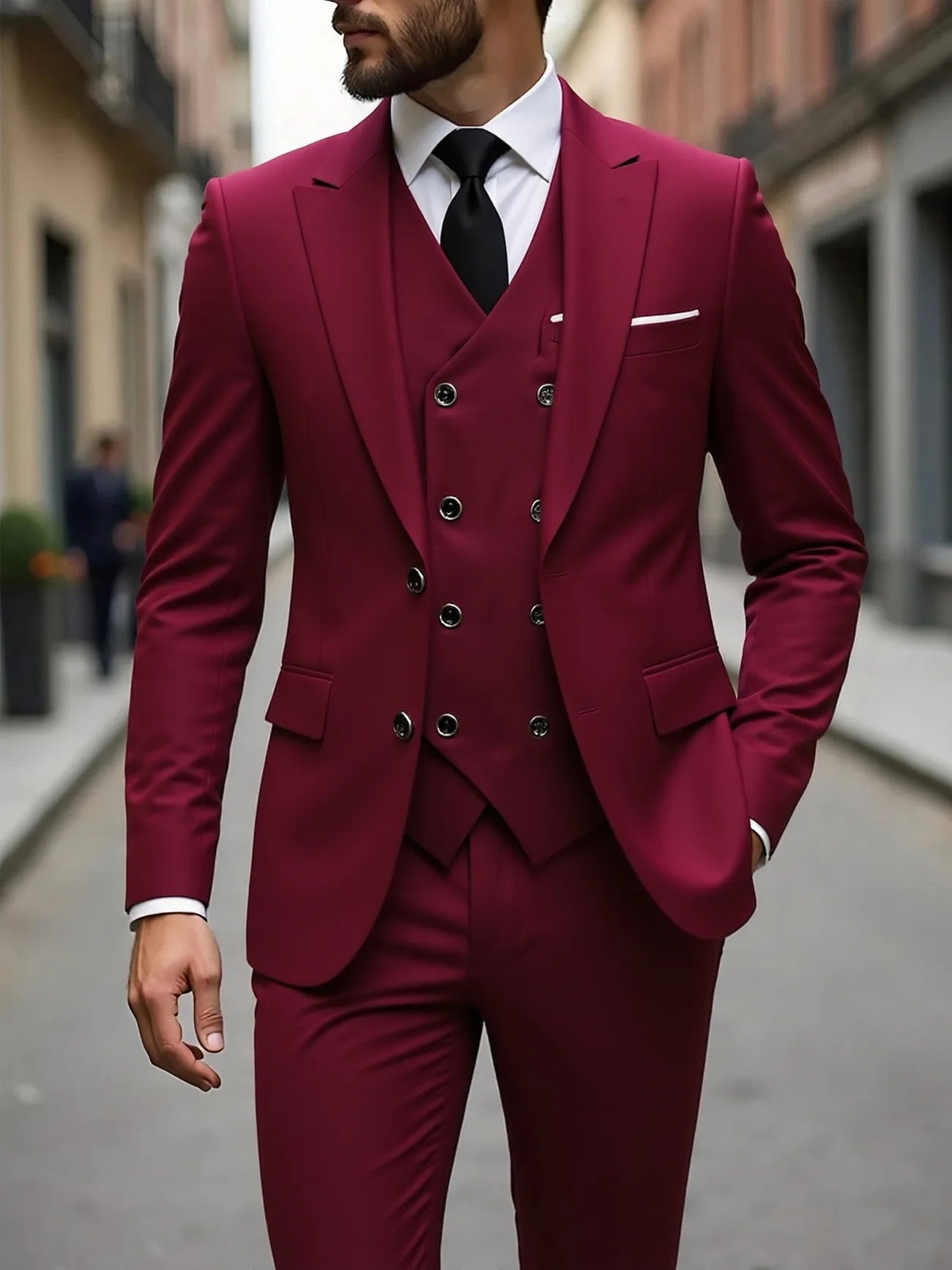 Tuxedos de mariage classique coupe ajustée marié pour hommes 3 pièces costume de garçons d'honneur hommes d'affaires formels costumes (veste + gilet + pantalon)