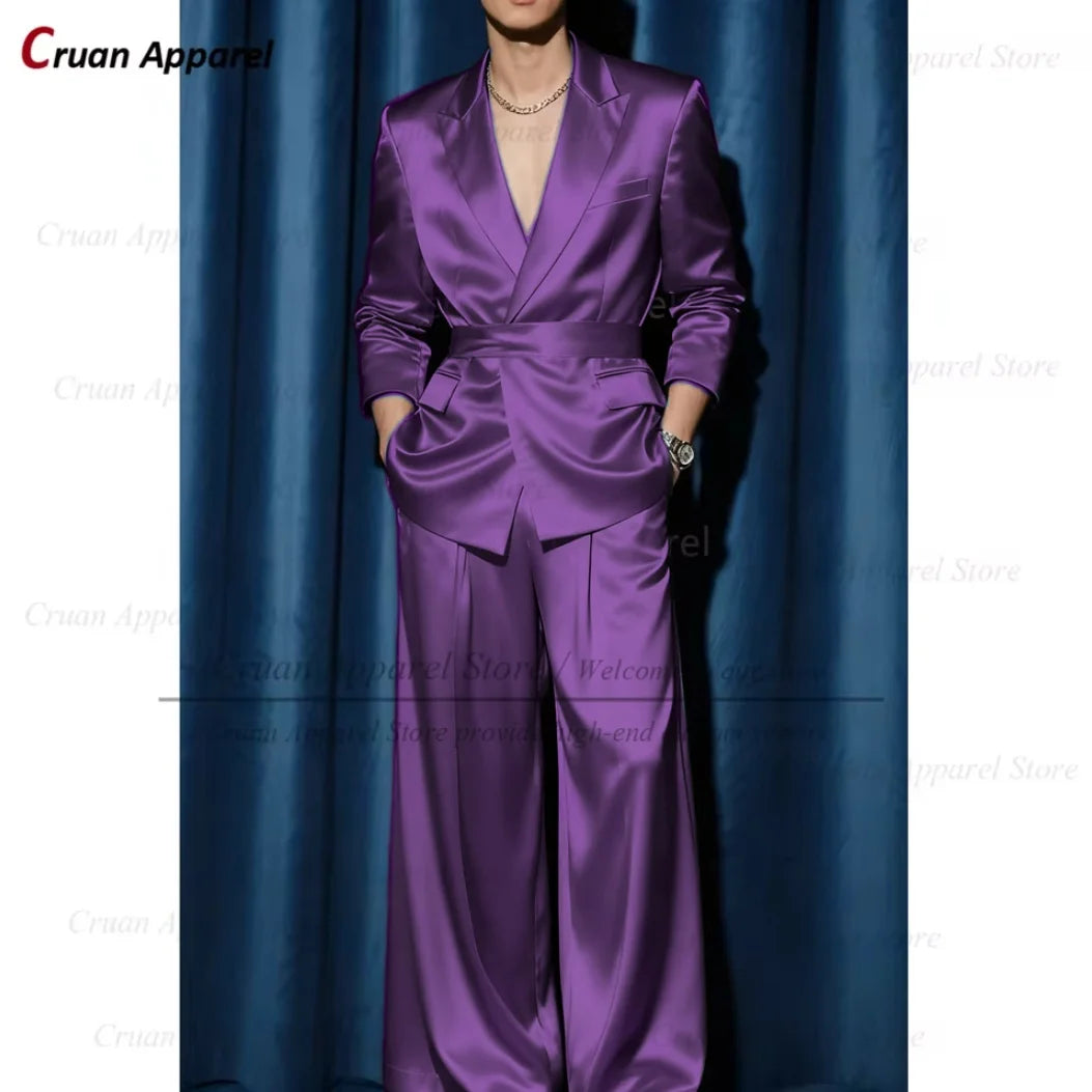 Ensemble de costume de fête de bal de luxe pour hommes, tenue formelle décontractée à revers, 2 pièces, Blazer et pantalon pour Occasions spéciales