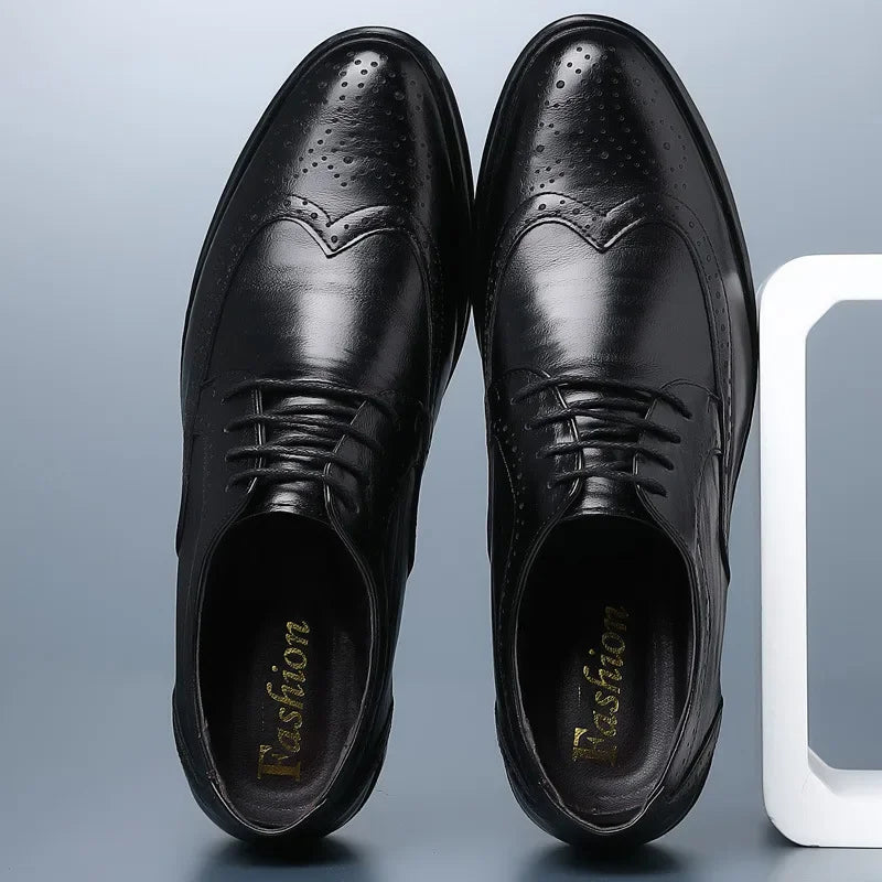 Chaussures Oxford en cuir véritable pour hommes, chaussures provoqué classiques, chaussures d'affaires formelles, chaussures de fête trempées