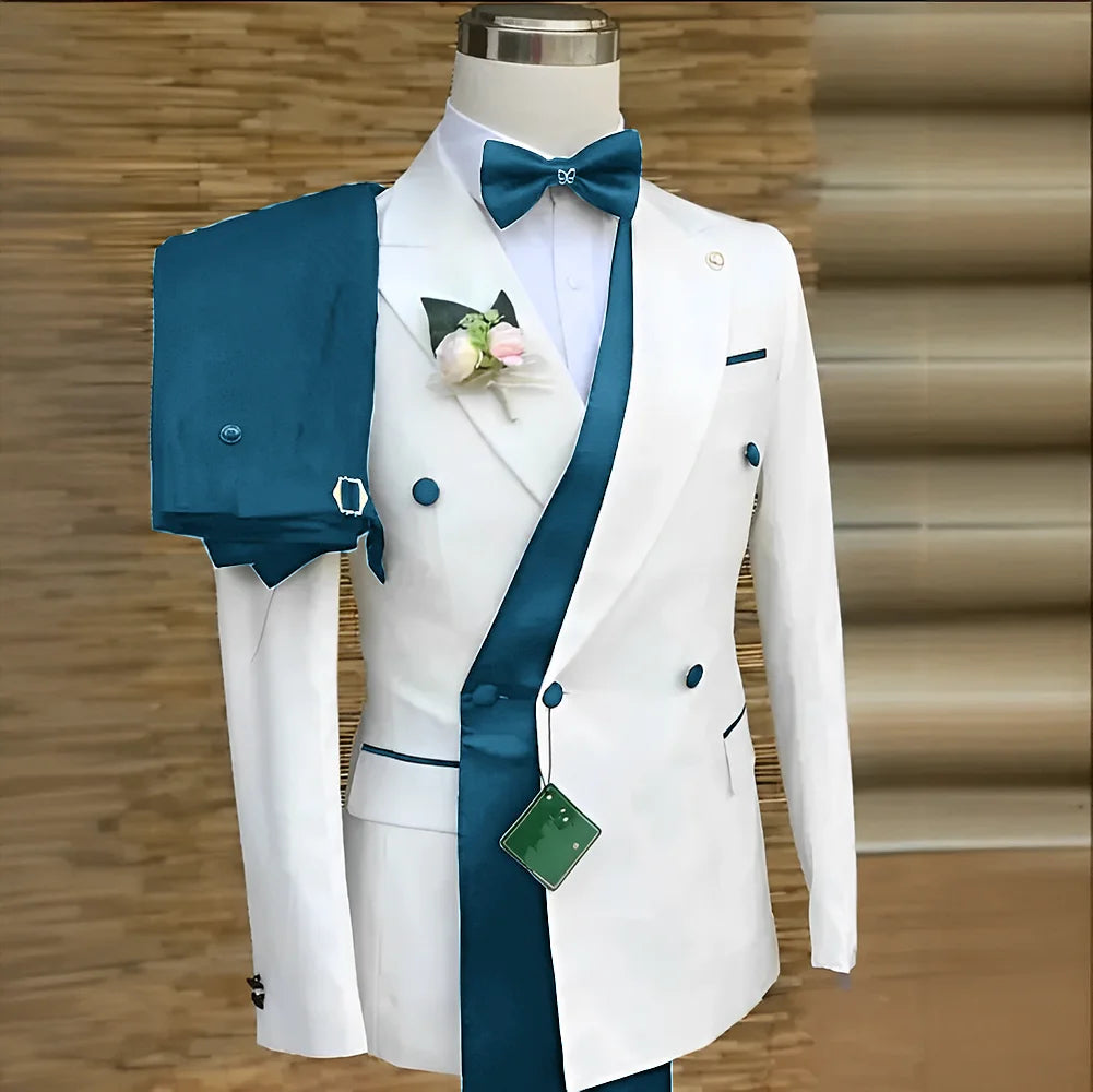 Costumes formels à Double boutonnage pour hommes, Blazer de bal d'affaires avec pantalon, smoking de marié de mariage, veste de costume personnalisée 2 pièces