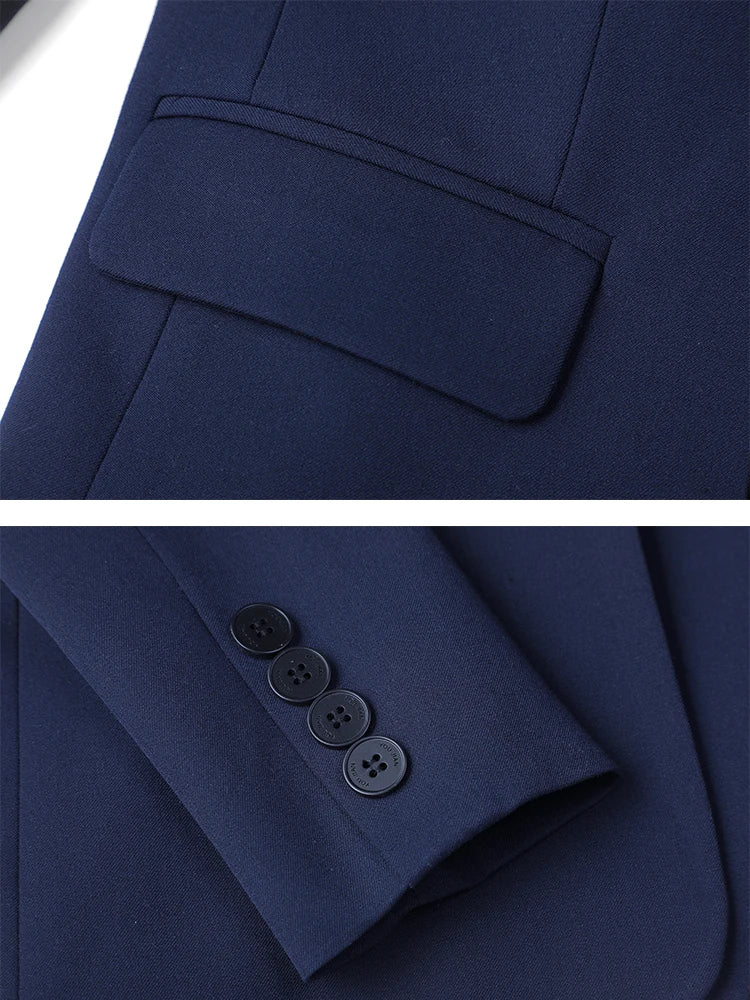 Bleu marine gris noir mince femmes pantalon costume Blazer veste et pantalon bureau dames femme affaires travail porter formel 2 pièces ensemble
