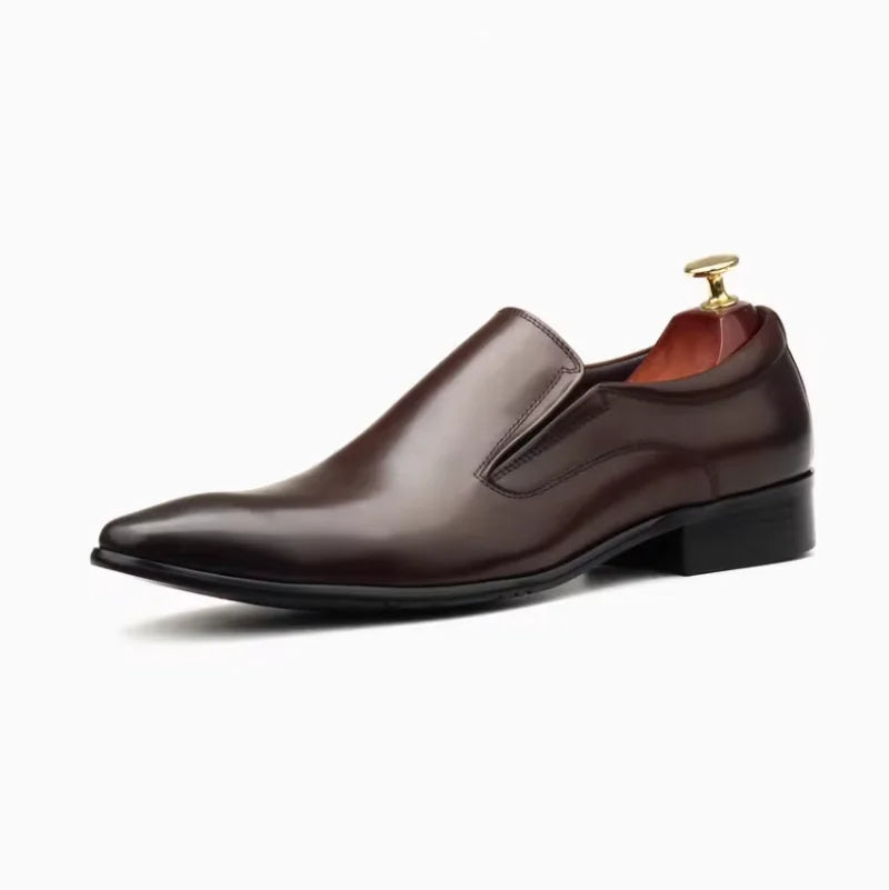 Chaussures à enfiler pour hommes à bout pointu en cuir véritable de vachette, style britannique, décontractées et habillées, première couche de qualité, enveloppantes