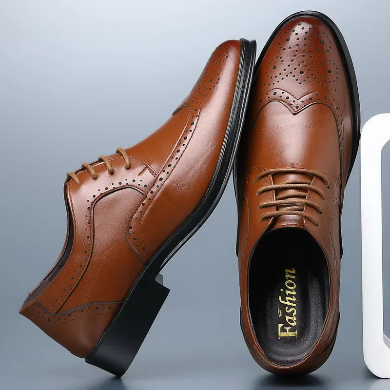 Chaussures Oxford en cuir véritable pour hommes, chaussures provoqué classiques, chaussures d'affaires formelles, chaussures de fête trempées
