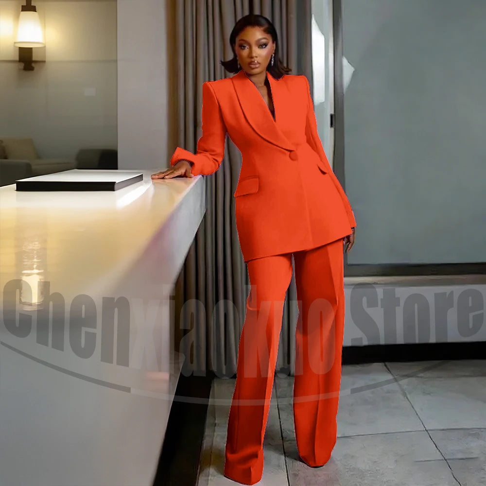 Costume à un bouton pour femmes, châle à revers, vêtements sur mesure, soirée, mariage, haute qualité, ensembles pantalons à la mode, deux pièces