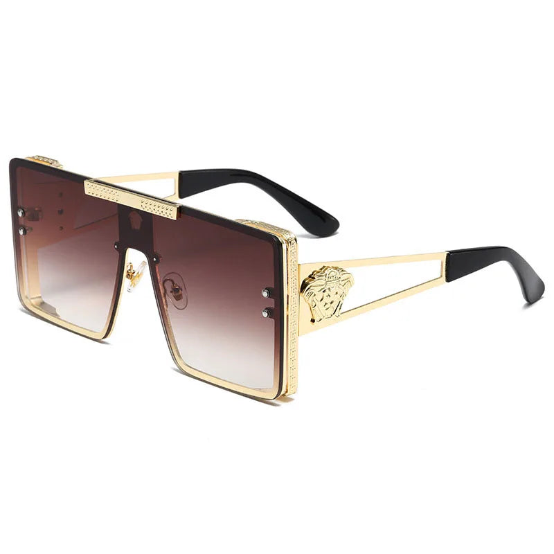 Nouvelles lunettes de soleil élégantes avec montures surdimensionnées, design métallique tendance, parfaites pour les spectacles de mode et un style de rue cool.
