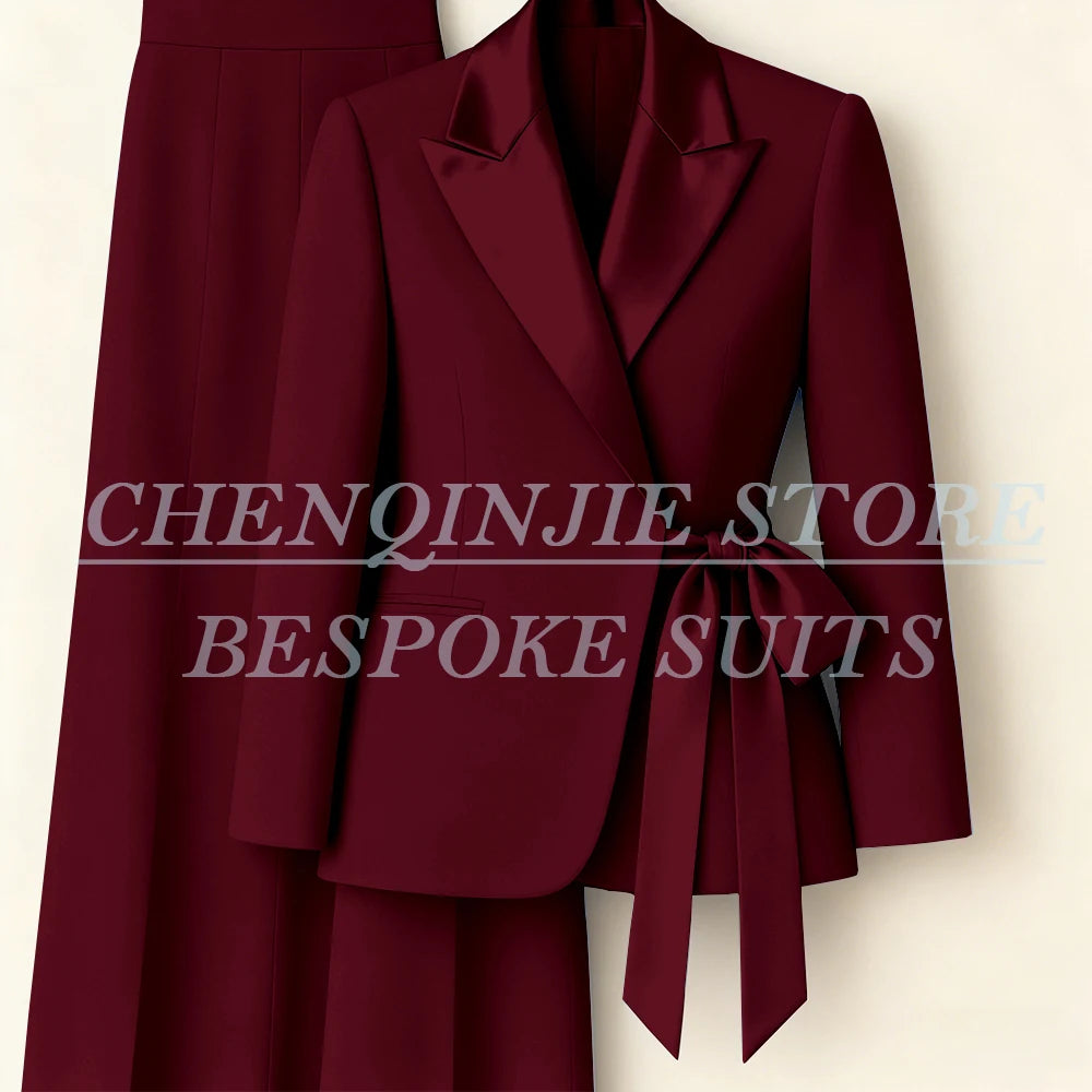 Costumes pour femmes personnalisés Blazer mode pic revers maigre bureau dame tenues formelle femme 2 pièces veste pantalon ensembles complets