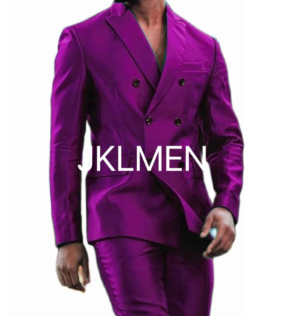 Costumes à double boutonnage pour hommes, veste et pantalon brillants, revers Patricia, smoking Terno Mascul37, marié, mariage, fête de Rh, dernier design