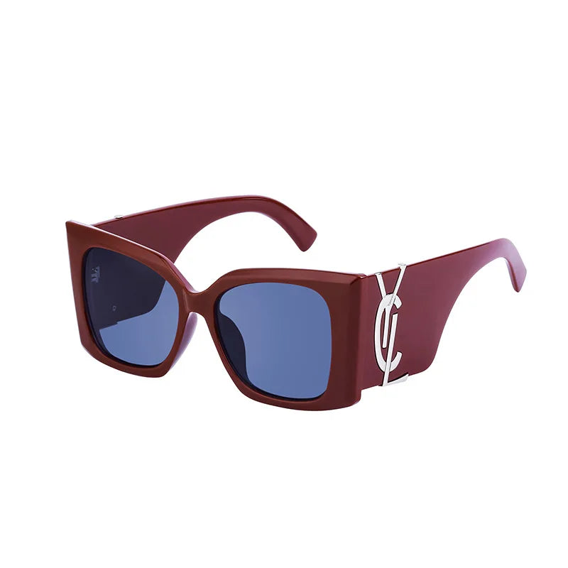 Lunettes de soleil carrées dorées rétro pour femmes, lunettes dégradées, grand cadre, nouvelle mode, lunettes de soleil respirantes œil de chat, luxe