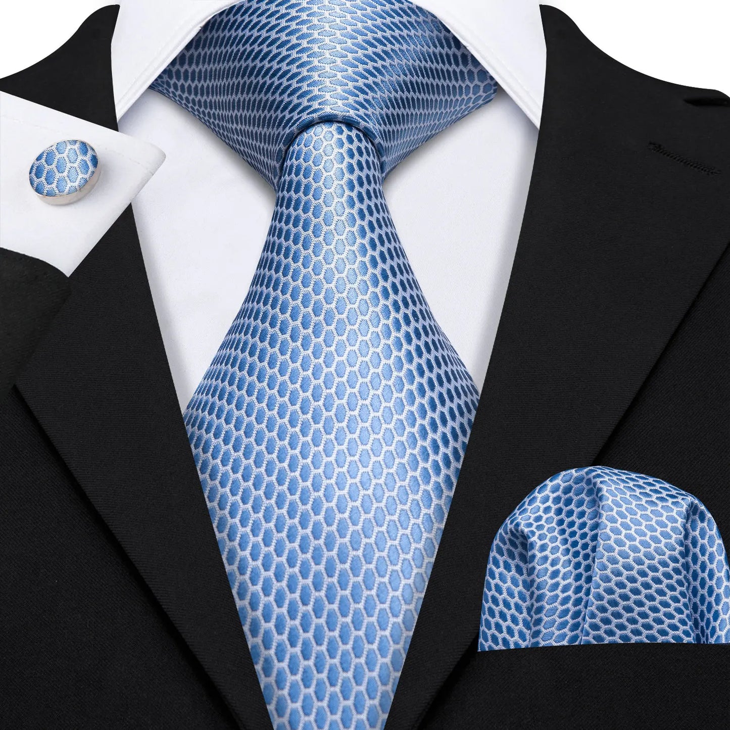 Hommes cravate or bleu marine rayé soie cravate Barry.Wang 3.4 "Jacquard fête mariage tissé créateurs de mode cravate pour hommes d'affaires