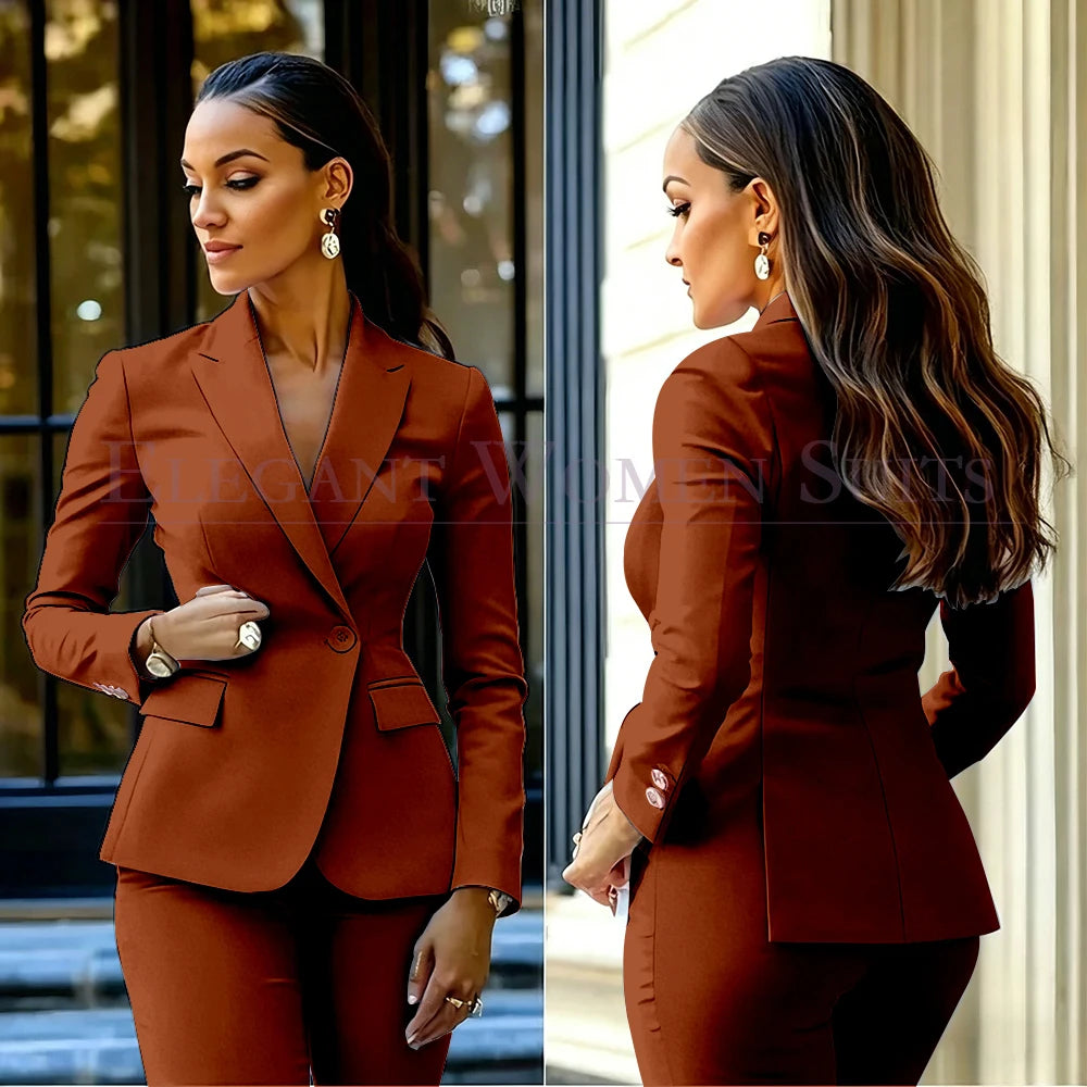 Costumes pour femmes roses, 2 pièces, veste et pantalon, vêtements féminins de luxe, double boutonnage, fente arrière, tenues, costumes