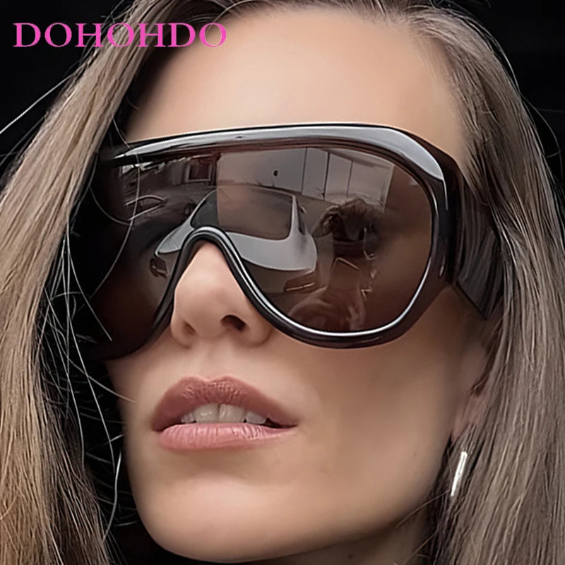 Lunettes de soleil de luxe pour femmes et hommes, surdimensionnées, pilote intégré, pour la conduite et les voyages, UV400
