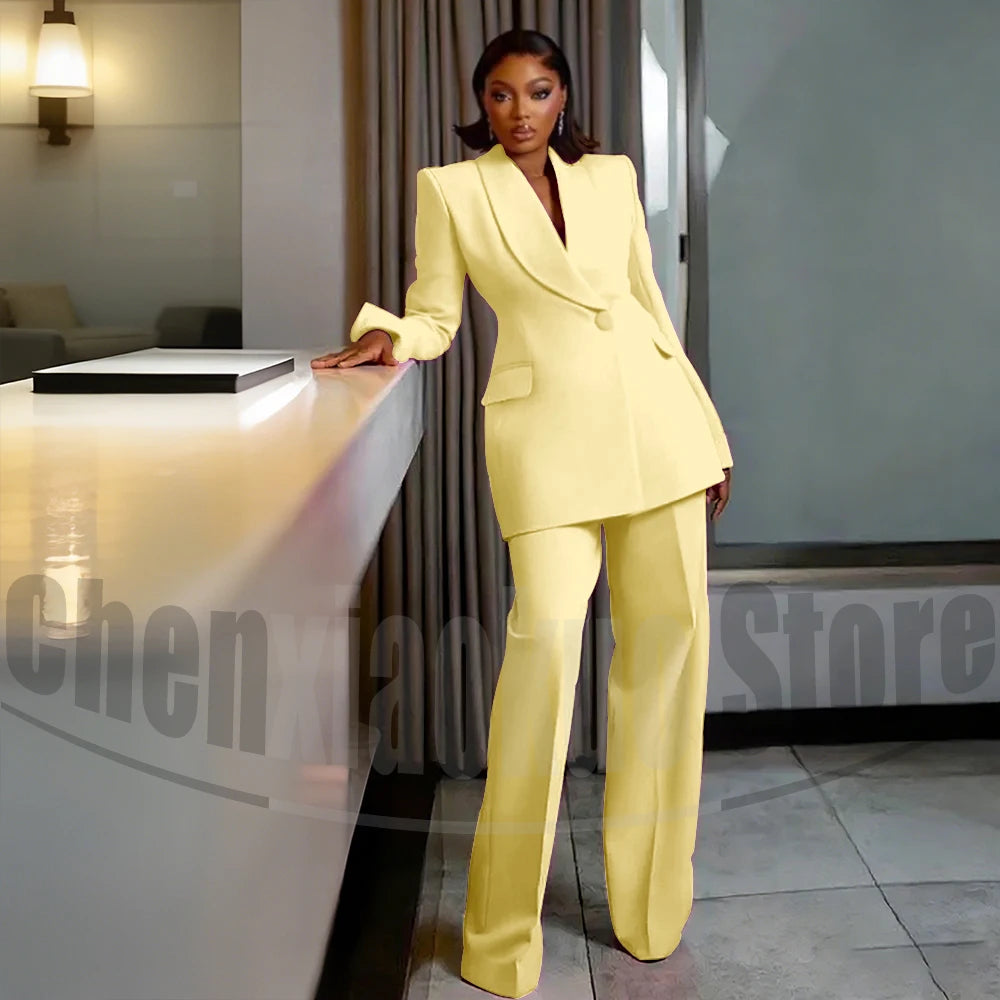 Costume à un bouton pour femmes, châle à revers, vêtements sur mesure, soirée, mariage, haute qualité, ensembles pantalons à la mode, deux pièces