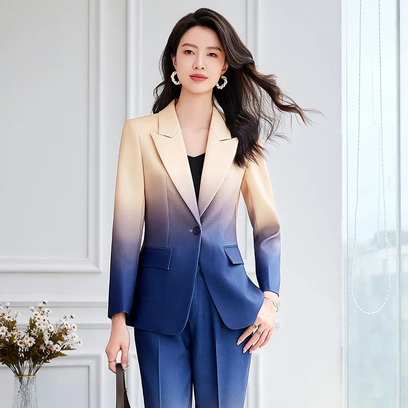 Blazer et pantalon évasé à bouton unique pour femme, ensemble de créateur imbibé, document nickel é imprimé, nouvelle mode, remise des diplômes élevée, ET, 2024