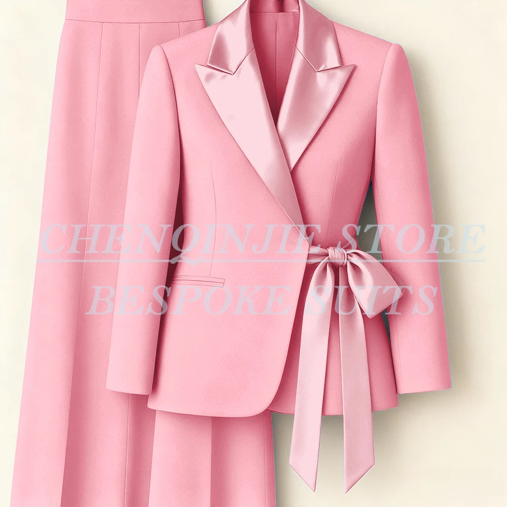 Costumes pour femmes personnalisés Blazer mode pic revers maigre bureau dame tenues formelle femme 2 pièces veste pantalon ensembles complets