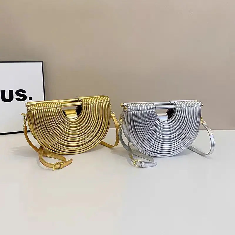 Sacs à main pour femmes 2026 nouveau or luxe marque de créateur lune tissé à la main nouilles sacs en cuir tiré Hobo argent soirée pochette Chic