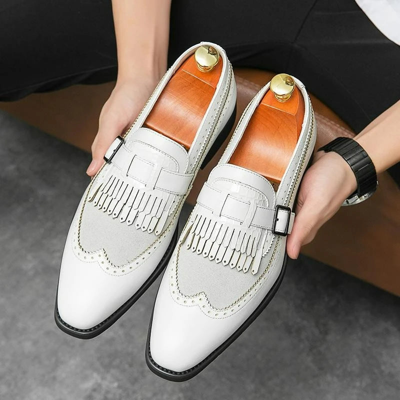 Hommes mocassins chaussures habillées d'affaires Style britannique en cuir richelieu chaussures sans lacet bureau chaussures en cuir à la main bout pointu chaussures plates pour homme