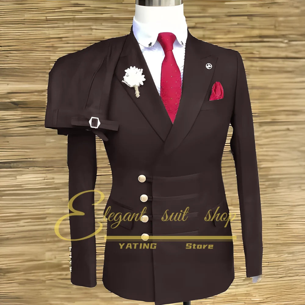 Costumes de mariage formels pour hommes, ensemble veste et pantalon 2 pièces, vêtements masculins à Double boutonnage