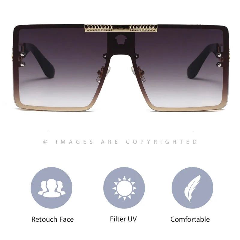 Nouvelles lunettes de soleil élégantes avec montures surdimensionnées, design métallique tendance, parfaites pour les spectacles de mode et un style de rue cool.