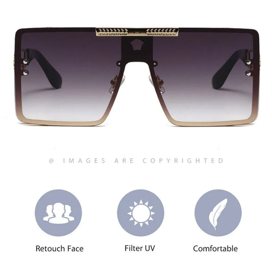 Nouvelles lunettes de soleil élégantes avec montures surdimensionnées, design métallique tendance, parfaites pour les spectacles de mode et un style de rue cool.