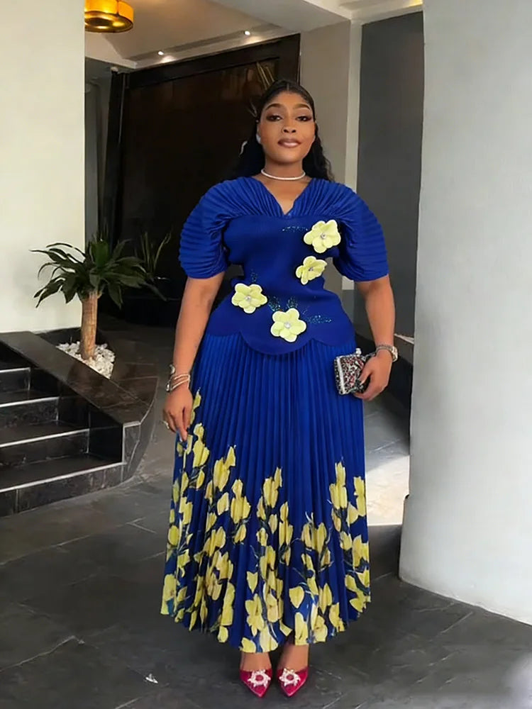 Robes plissées EGRM pour femmes 2026 Robe de soirée de mariage Robe de bal Grande taille Hauts à manches courtes et jupe Ensemble 2 pièces Vêtements 8G1037