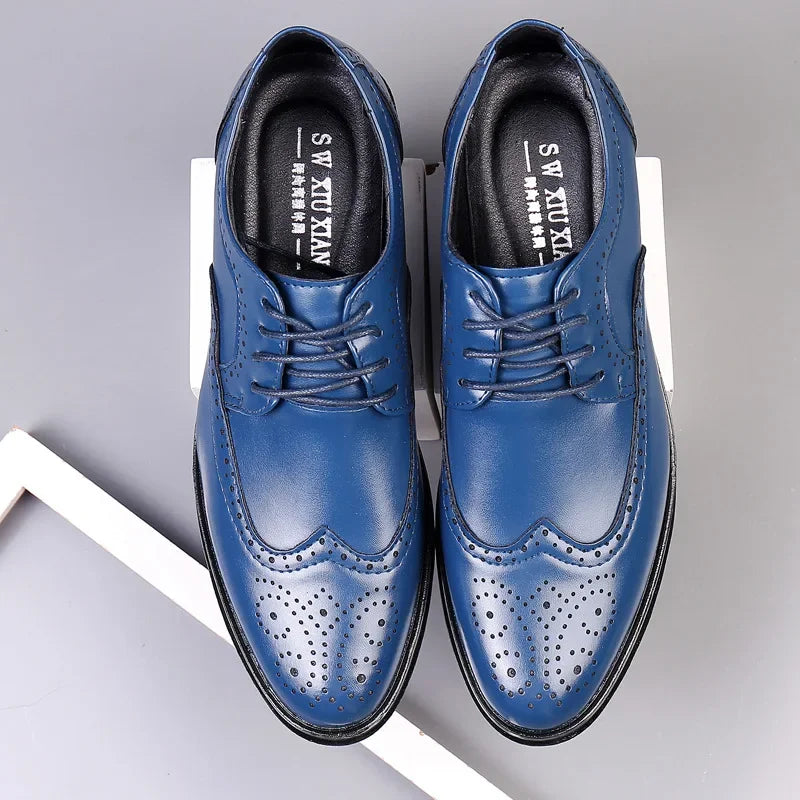 Chaussures Oxford en cuir véritable pour hommes, chaussures provoqué classiques, chaussures d'affaires formelles, chaussures de fête trempées