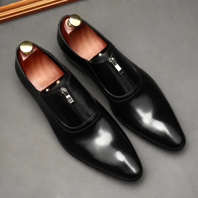 Chaussures habillées pour hommes de style britannique en cuir de vachette souple, pour mariage, petite taille 35, bout pointu, semelle en caoutchouc, fabriquées en Chine