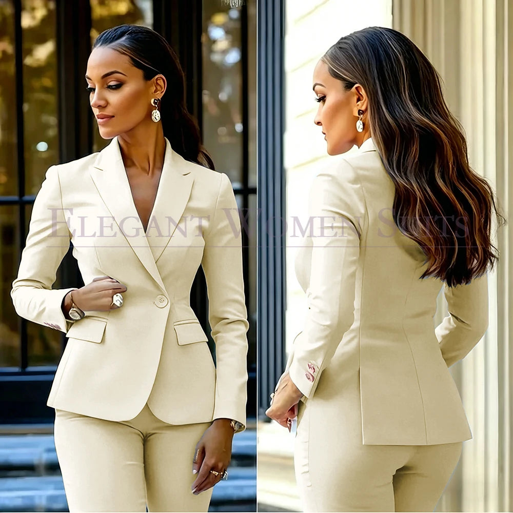 Costumes pour femmes roses, 2 pièces, veste et pantalon, vêtements féminins de luxe, double boutonnage, fente arrière, tenues, costumes