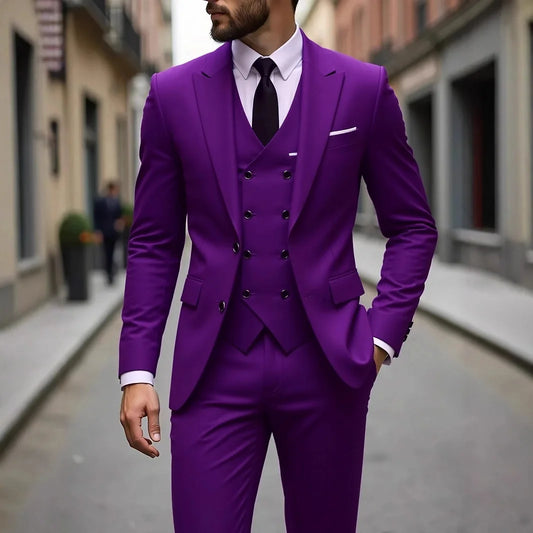 Tuxedos de mariage classique coupe ajustée marié pour hommes 3 pièces costume de garçons d'honneur hommes d'affaires formels costumes (veste + gilet + pantalon)