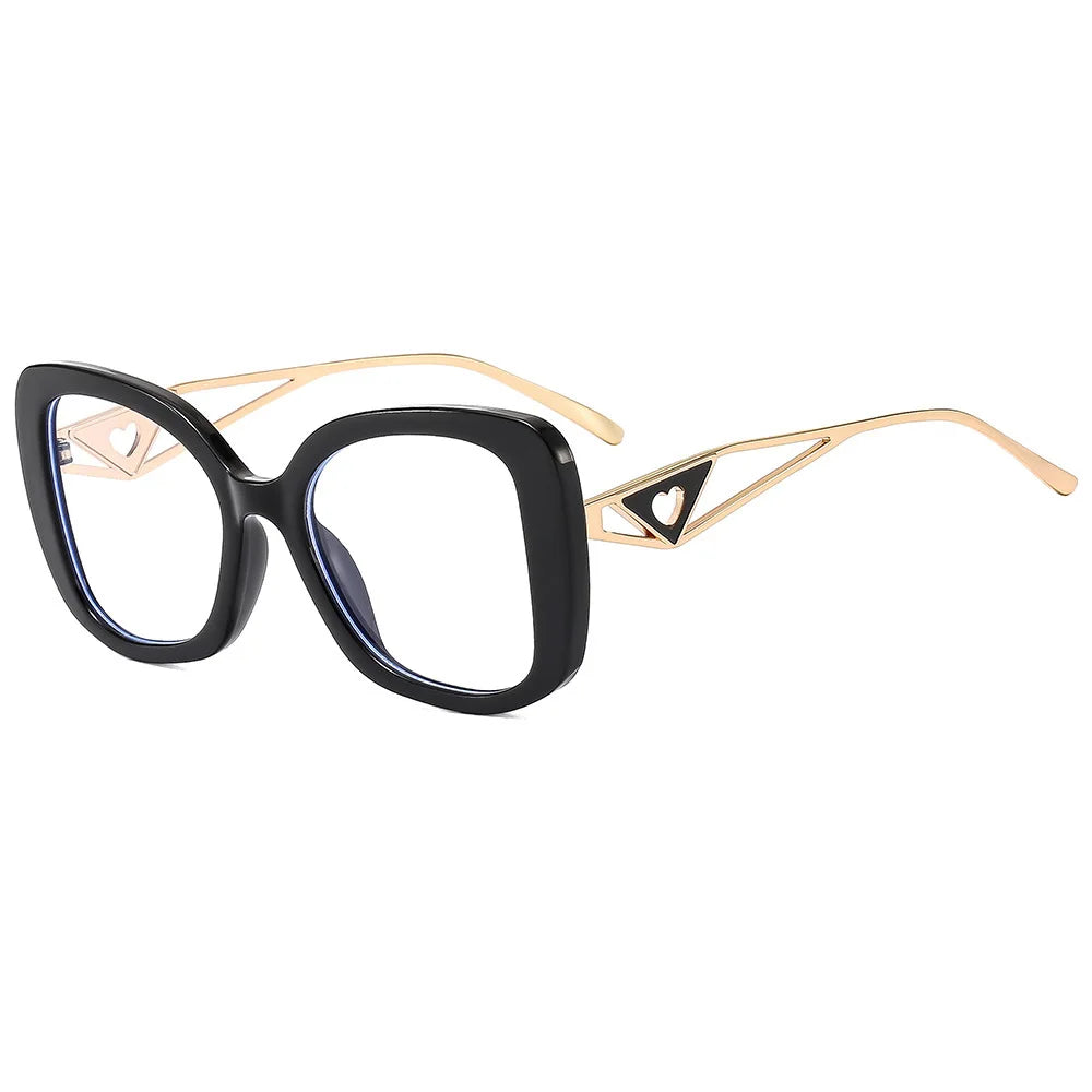 Lunettes de lecture carrées surdimensionnées de marque de luxe pour femmes, monture triangulaire en forme de cœur, lunettes anti-lumière bleue, lunettes d'ordinateur transparentes