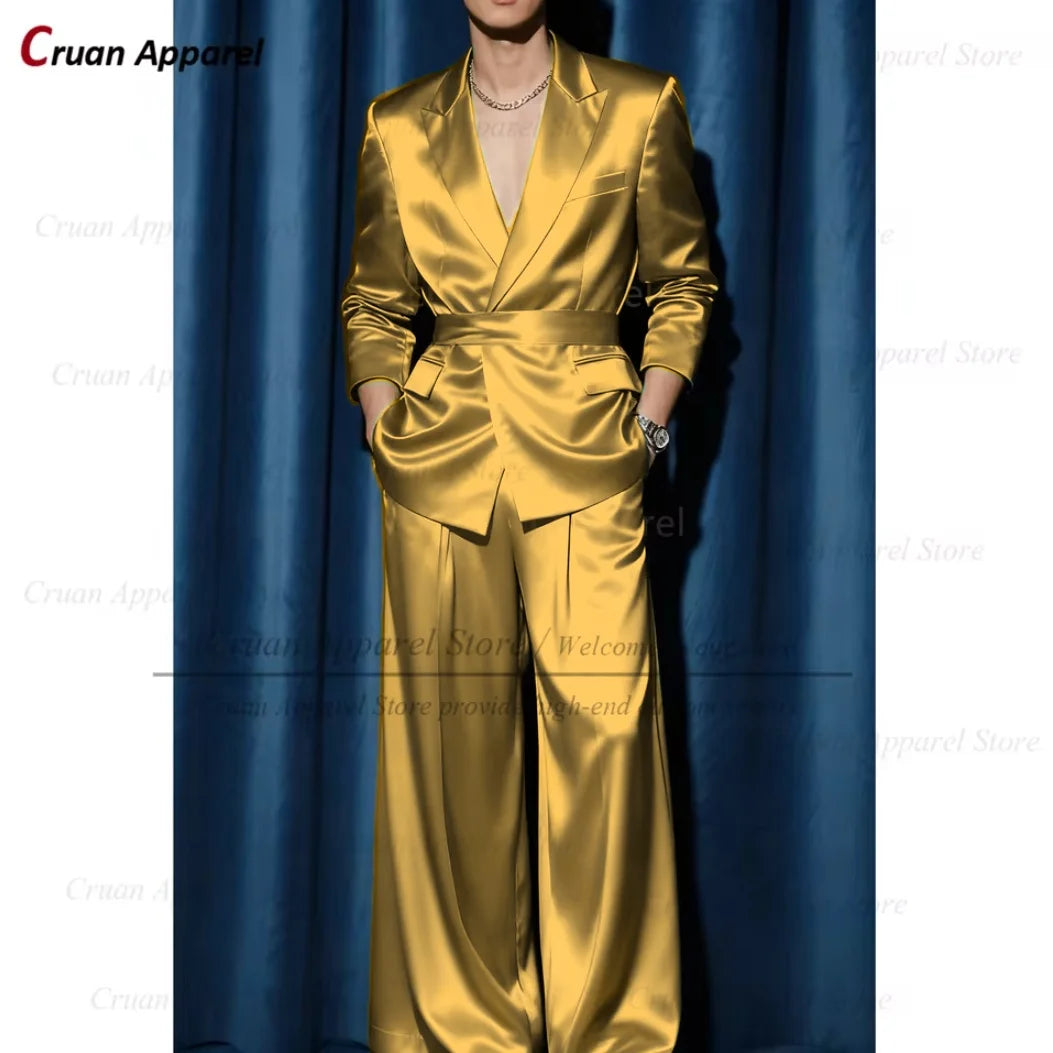 Ensemble de costume de fête de bal de luxe pour hommes, tenue formelle décontractée à revers, 2 pièces, Blazer et pantalon pour Occasions spéciales