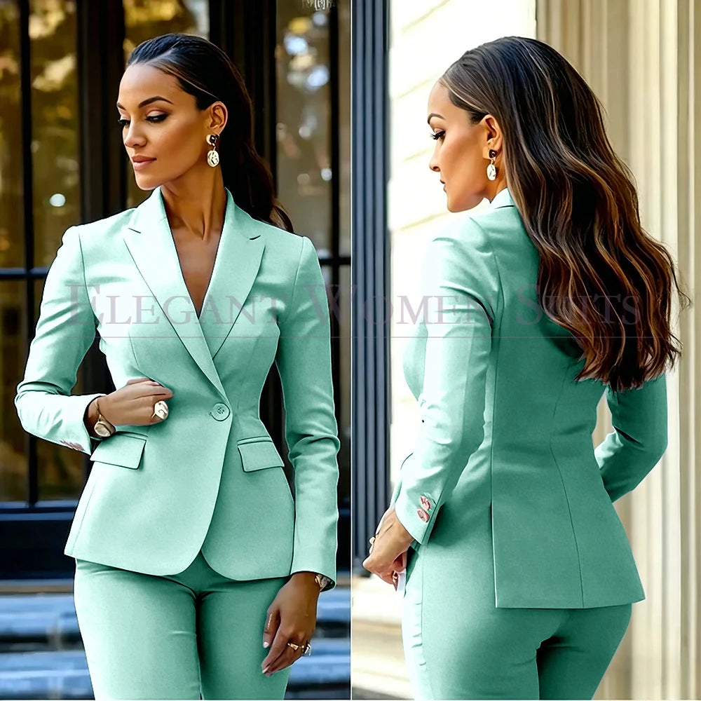 Costumes pour femmes roses, 2 pièces, veste et pantalon, vêtements féminins de luxe, double boutonnage, fente arrière, tenues, costumes