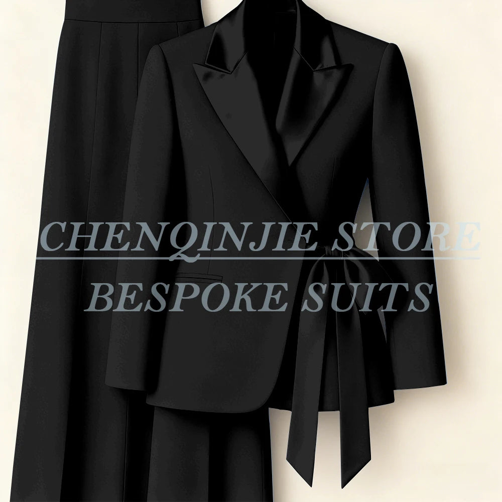 Costumes pour femmes personnalisés Blazer mode pic revers maigre bureau dame tenues formelle femme 2 pièces veste pantalon ensembles complets