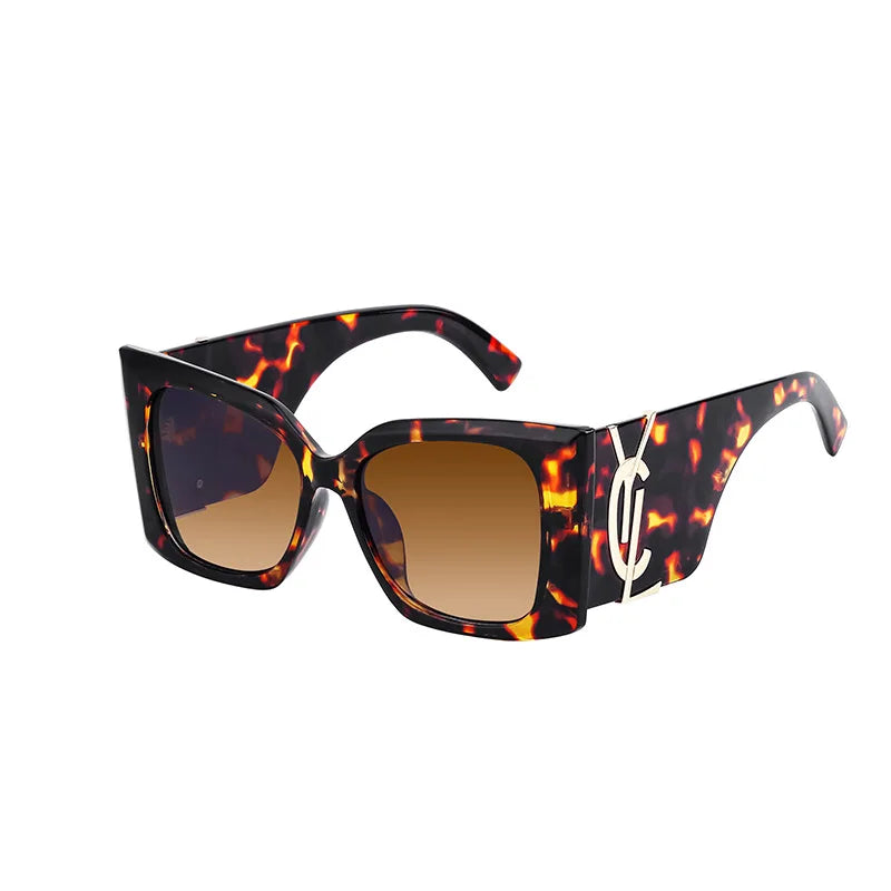 Lunettes de soleil carrées dorées rétro pour femmes, lunettes dégradées, grand cadre, nouvelle mode, lunettes de soleil respirantes œil de chat, luxe