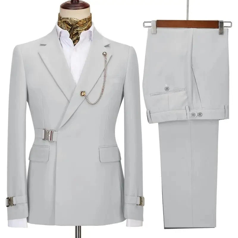 Costumes pour hommes Blazer pantalon pour hommes 2024 veste Design italien revers cranté fête mariage Slim Fit Costume Homme 2 pièces vêtements