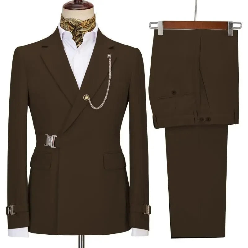 Costumes pour hommes Blazer pantalon pour hommes 2024 veste Design italien revers cranté fête mariage Slim Fit Costume Homme 2 pièces vêtements