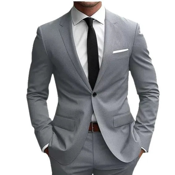 Ensemble de costumes deux pièces pour hommes – Blazer à col rabattu et manches longues, pantalon uni, coupe ajustée – Idéal pour affaires et soirées – Collection Printemps 2026