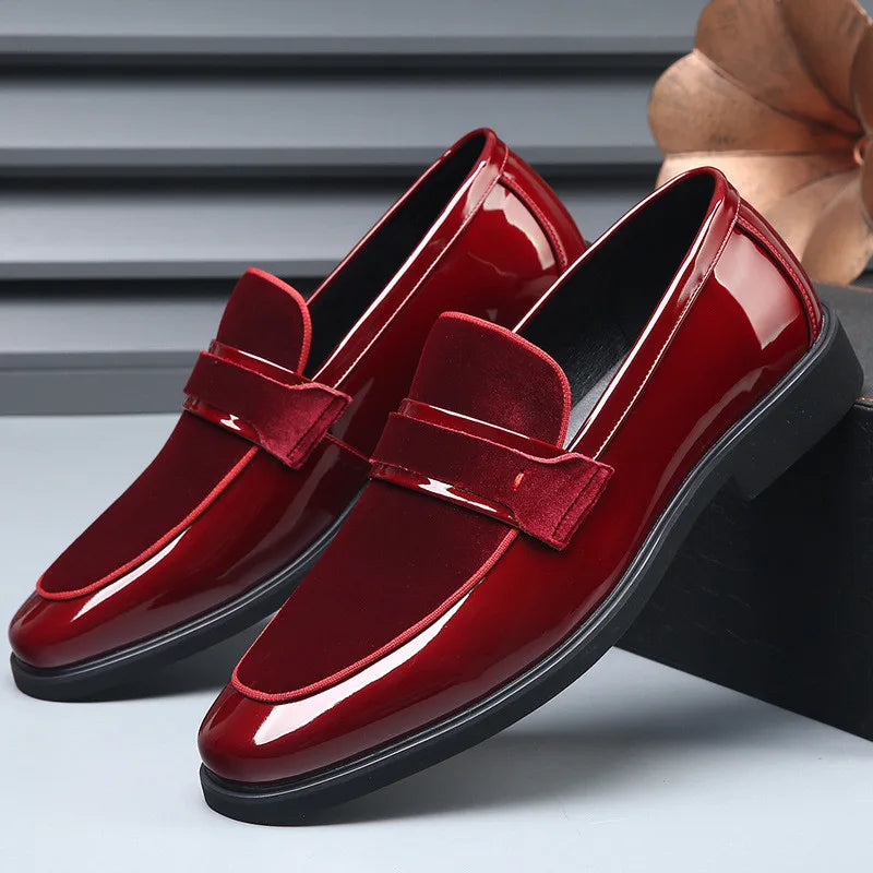 Nouvelles Chaussures de Mariage de Luxe pour Hommes en Daim Rouge Pointu, Mocassins Penny Formels, Chaussures Habillées pour Homme, Zapatos Hombre