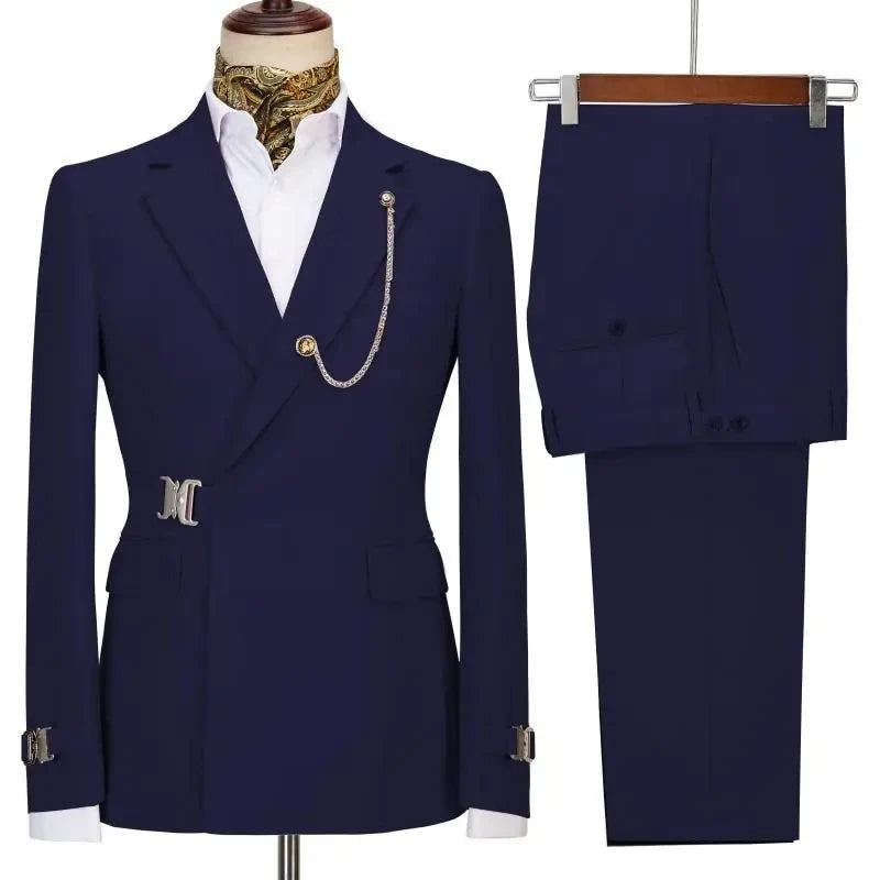 Costumes pour hommes Blazer pantalon pour hommes 2024 veste Design italien revers cranté fête mariage Slim Fit Costume Homme 2 pièces vêtements