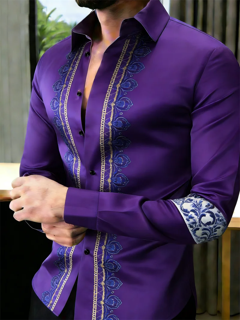 Nouvelle chemise à manches longues pour homme, motif floral 3D imprimé, 11 couleurs, chemise de haute qualité, chemise décontractée à manches longues avec col