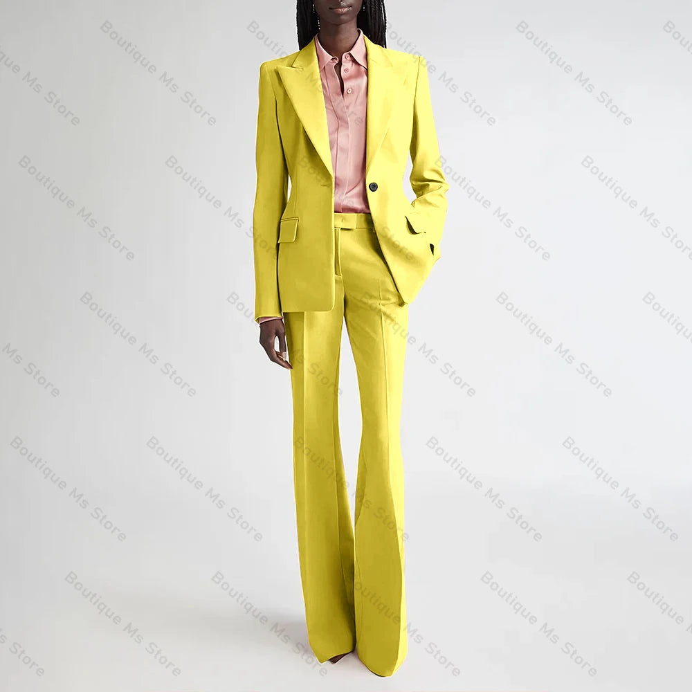 Costume de soirée formel rose pour femmes, ensemble deux pièces (Blazer + pantalon), bouton unique cranté, pour le bureau, quotidien, nouvelle collection