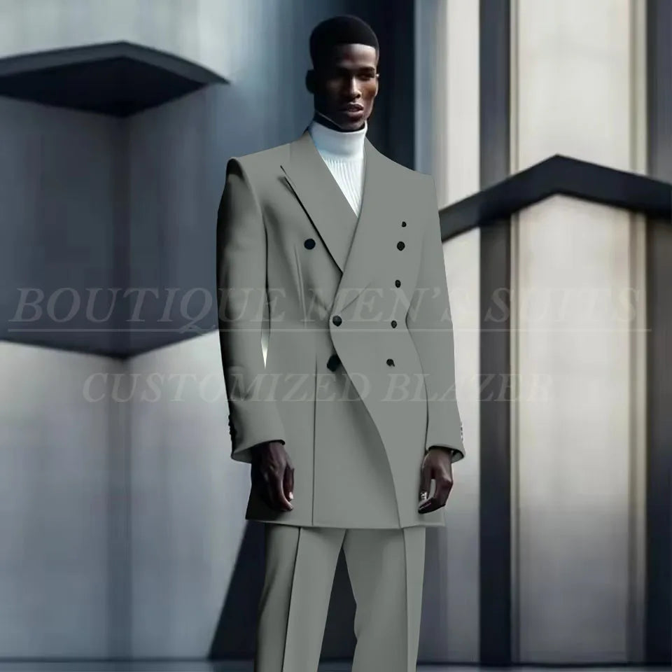 Costumes de conception de mode pour hommes, manteau long à double boutonnage, pantalon, smokings de mariage pour marié, blazer de fête, Rh, costume masculin, zones me, 2 pièces