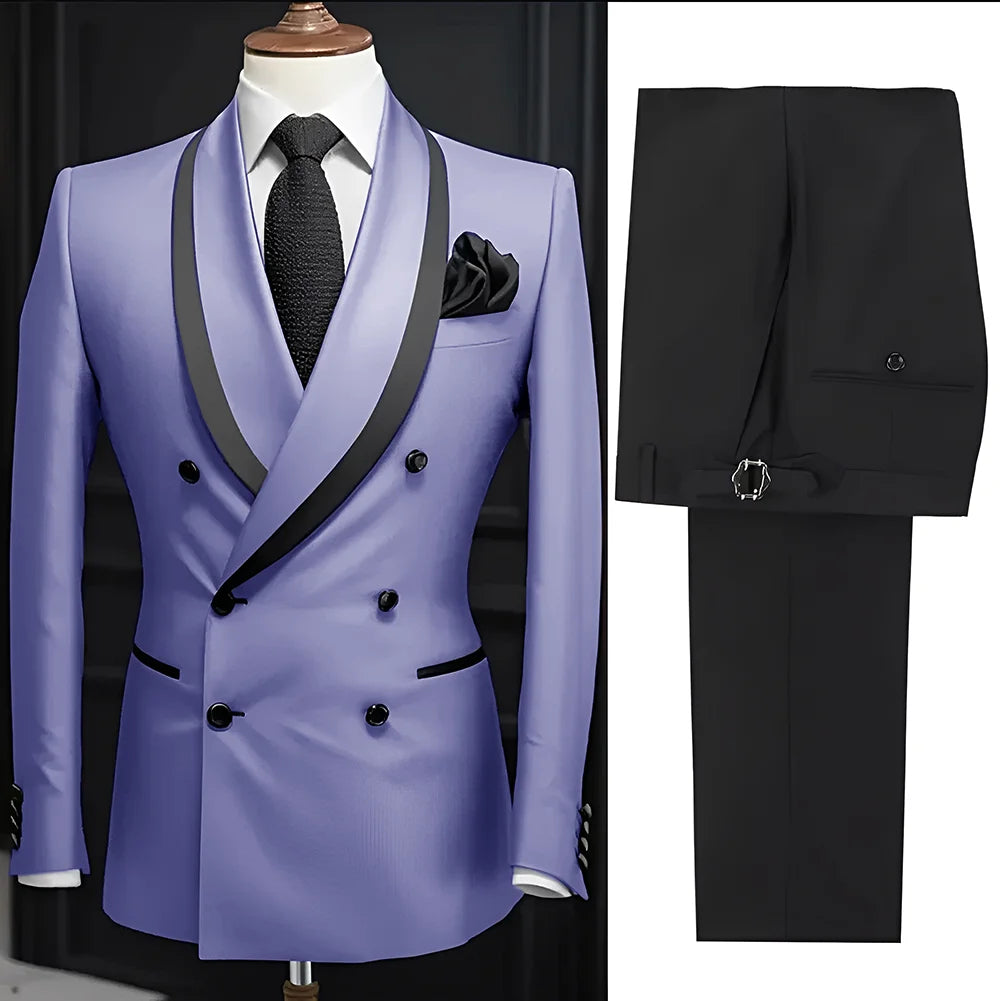 Men Suit Slim Fit Shawl Lapel Formal Wedding Groom Party Casual Outfits 2 Piece Formal Men's Blazer Pants Tuxedo
