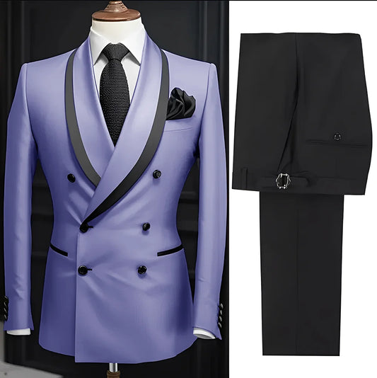 Men Suit Slim Fit Shawl Lapel Formal Wedding Groom Party Casual Outfits 2 Piece Formal Men's Blazer Pants Tuxedo